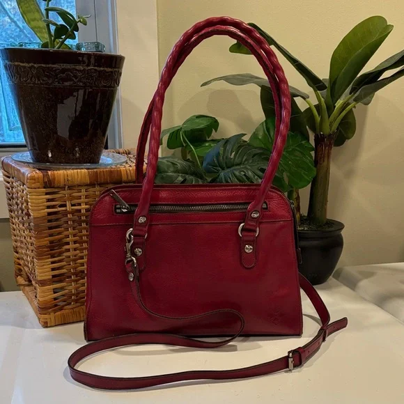 Patricia Nash Leather Calvi Handbag Crossbody in Red - Picture 1 of 15